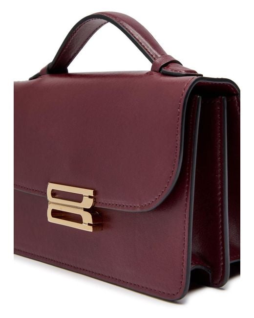 Victoria Beckham Purple Dorian Mini Grained-Leather Top Handle Bag