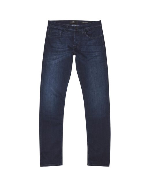 7 For All Mankind Blue Slimmy Tapered Luxe Performance+ Jeans for men