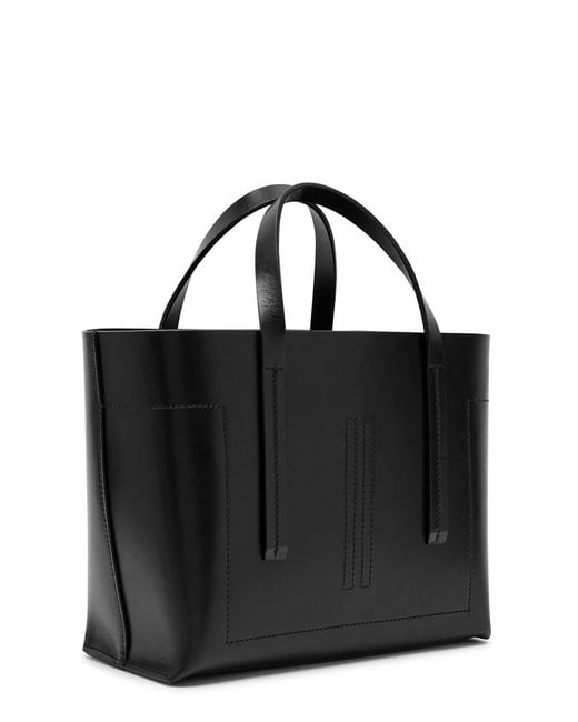 Rick Owens Black Shopper Small Leather Tote Bag