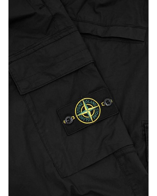 Stone Island Black Stretch-cotton Cargo Trousers for men