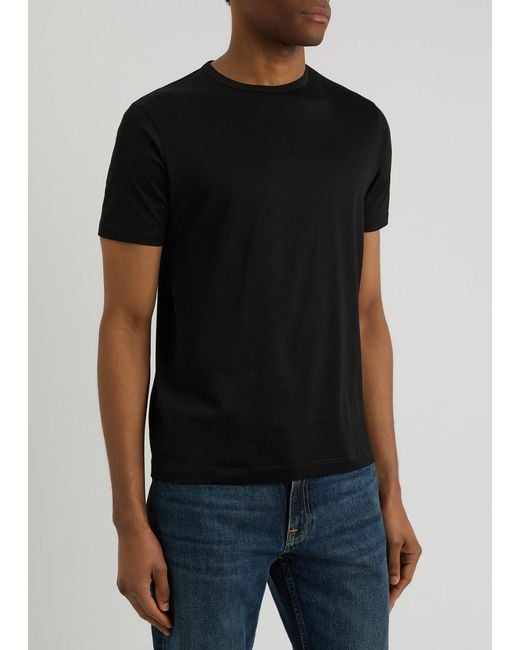 Sunspel Black Cotton T-Shirt for men