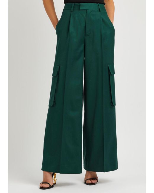 Amiri Green Wide-Leg Wool Cargo Trousers