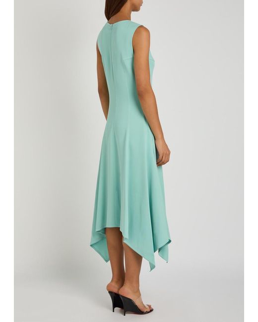 Stella McCartney Green Asymmetric Crepe Midi Dress