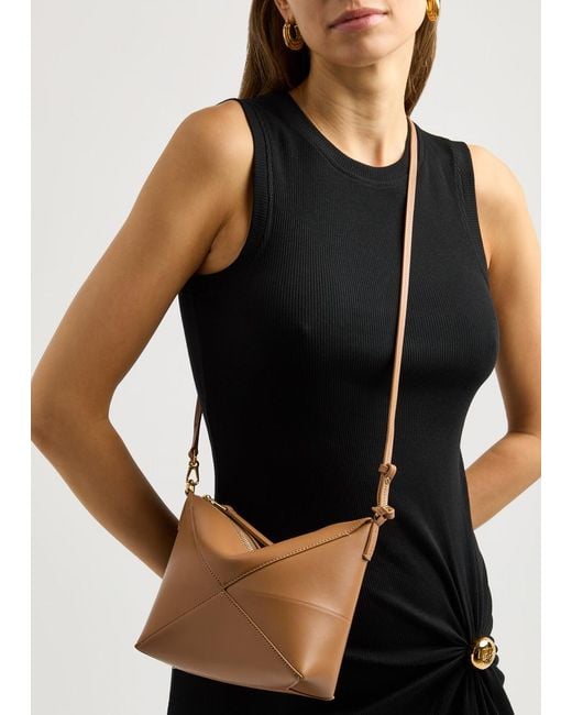 Loewe Brown Puzzle Fold Leather Shoulder Bag