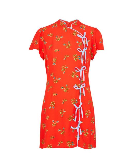 Kitri Red Harlow Floral-print Mini Dress