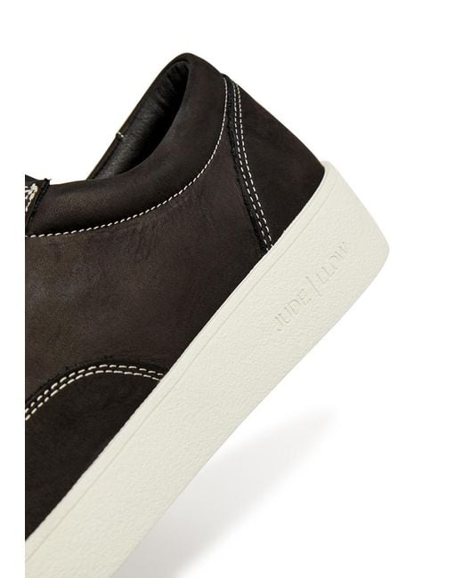 Jude Llow Black Nico Panelled Nubuck Leather Sneakers for men