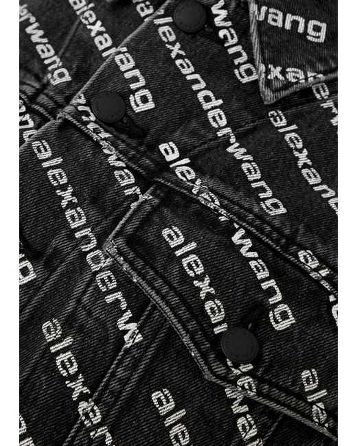 T By Alexander Wang Black Alexander Wang Falling Back Logo-print Denim Jacket