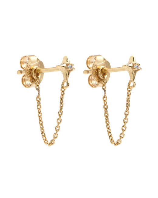 Astrid & Miyu Metallic Cosmic Star Chain 18Kt-Plated Stud Earrings