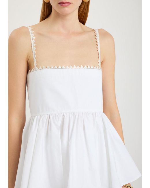 Jacquemus White Le Haut Traversin Peplum Cotton-Poplin Top