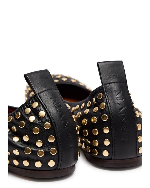 Lanvin Black Studded Leather Ballet Flats