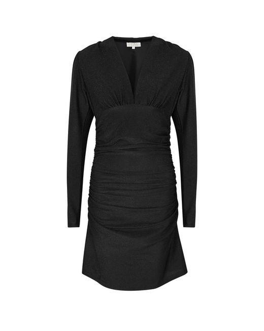 byTiMo Black Glittered Ruched Jersey Mini Dress