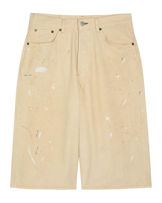 Acne Natural Paint-Splatter Denim Shorts for men