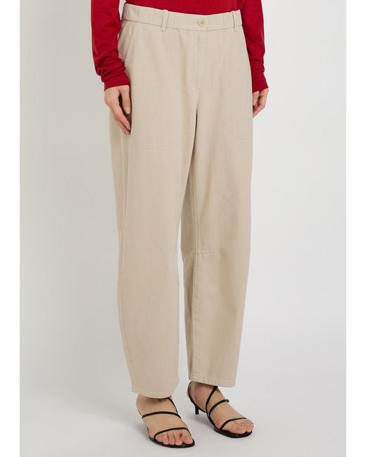 Eileen Fisher Natural Barrel-Leg Cotton Trousers
