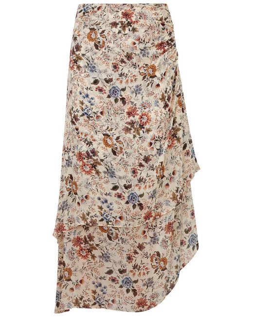 Veronica Beard Natural Sira Floral-print Silk-chiffon Skirt