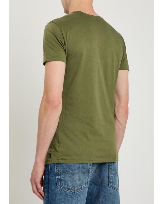 Polo Ralph Lauren Green Logo-Embroidered Cotton T-Shirt for men