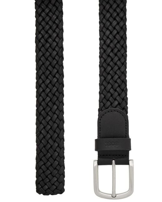 Boss Black Sash Braided Leather Belt for men