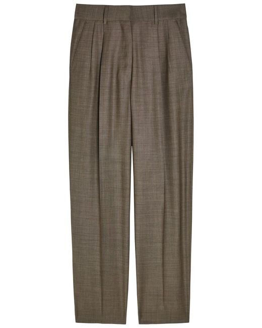 Blazé Milano Natural Fox Pleated Straight-Leg Wool-Blend Trousers