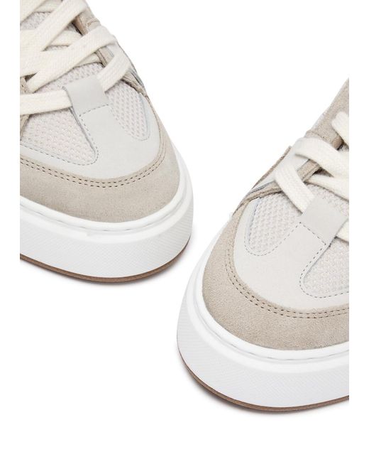 Cleens White Essential Skate Panelled Mesh Sneakers for men
