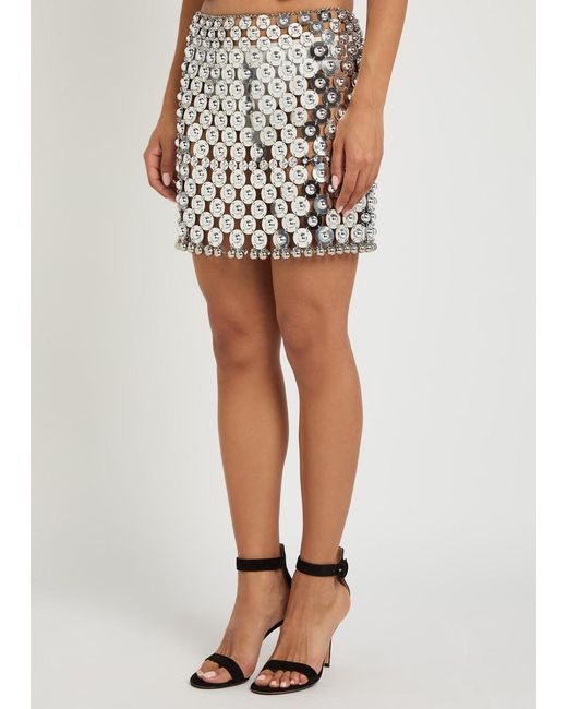 Rabanne White Disc Link Metal Mini Skirt