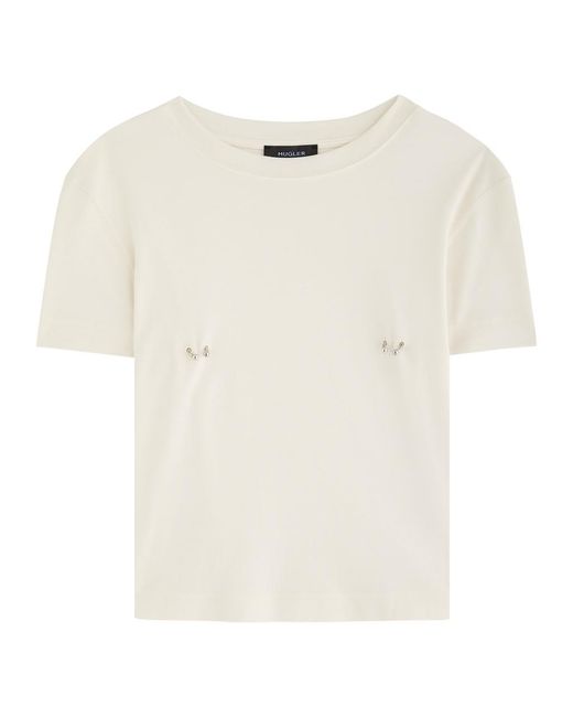 Mugler White Piercing Cotton T-Shirt