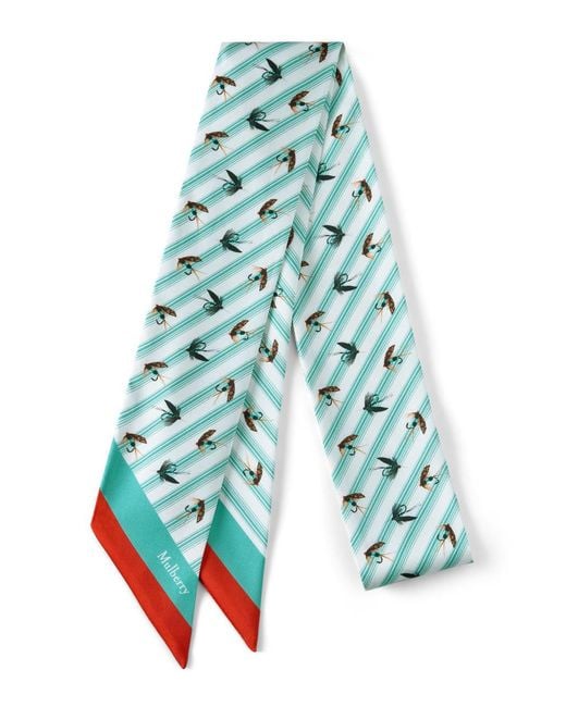 Mulberry Blue Printed Twill Scarf