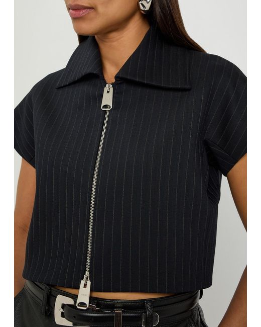 Khaite Blue Robin Pinstripe Wool-Blend Top