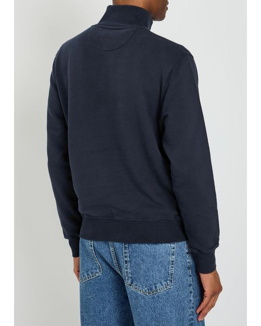 Sandbanks Blue Logo-Appliquéd Quarter-Zip Cotton Sweatshirt for men