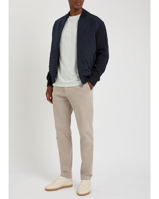 Boss Blue Levaio Quilted Cotton And Shell Bomber Jacket for men