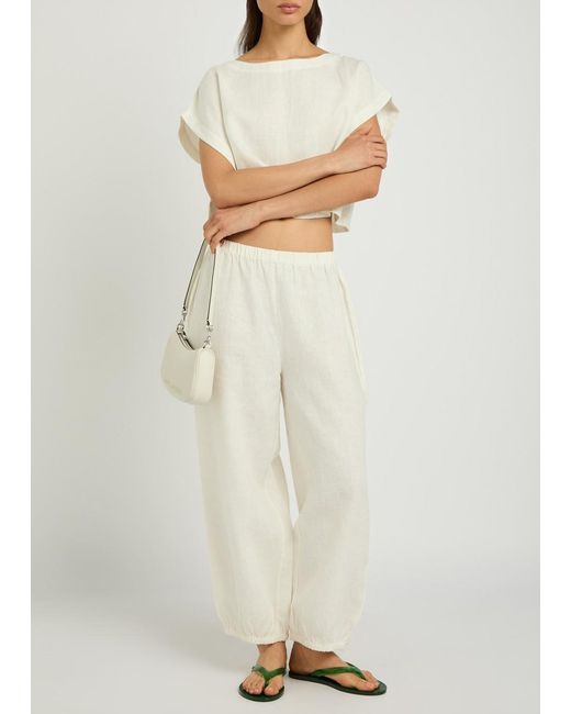 Suzie Kondi White Delos Linen Trousers