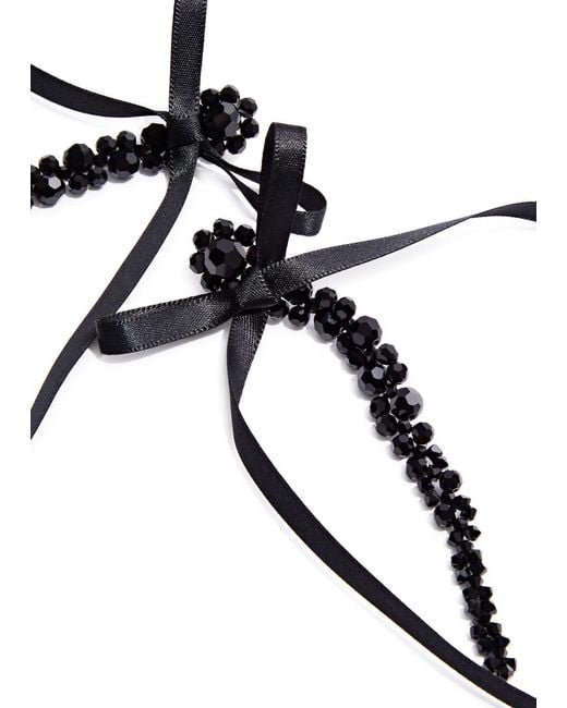 Simone Rocha Black Bow Beaded Drop Earrings