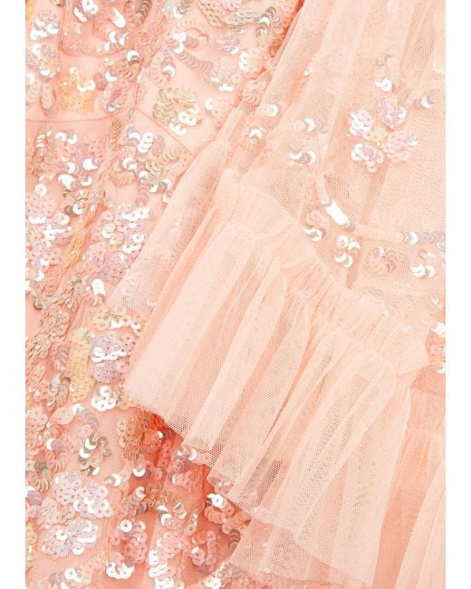 Needle & Thread Pink Garden Delight Embellished Tulle Maxi Dress