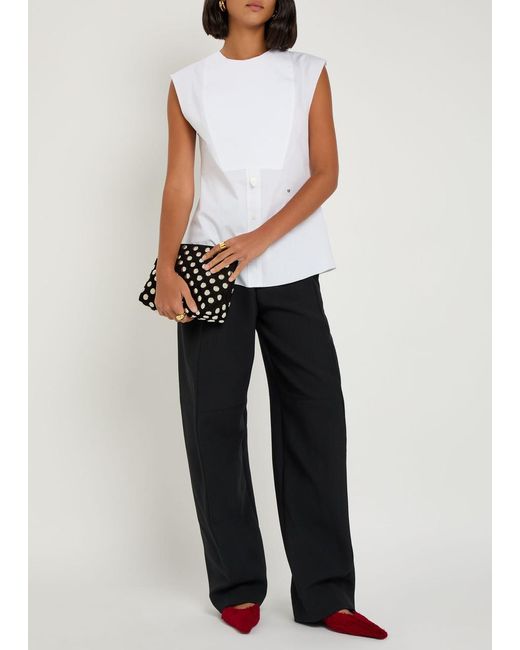 Victoria Beckham White Panelled Cotton-Poplin Shirt