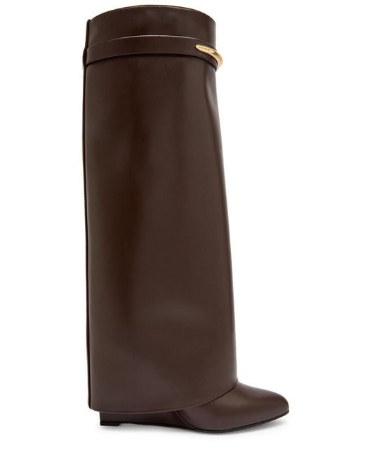 Givenchy Brown Shark 95 Leather Knee-High Boots