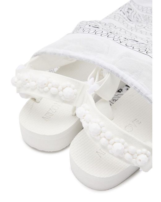 ARIZONA LOVE White Trekky Pearls Embellished Sandals