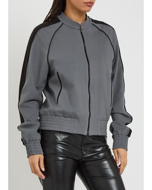 AARON ESH Gray Panelled Jersey Varsity Jacket