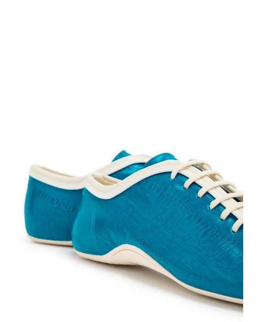 Dries Van Noten Blue Crinkled Leather Sneakers