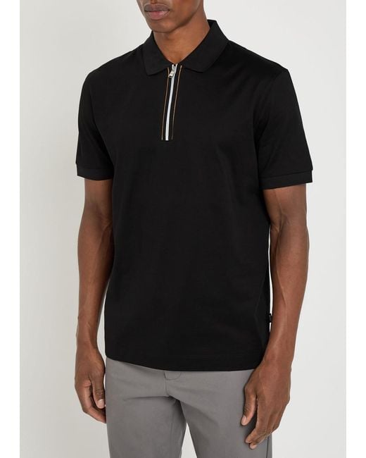 Boss Black H-Paras 65 Half-Zip Cotton Polo Shirt for men