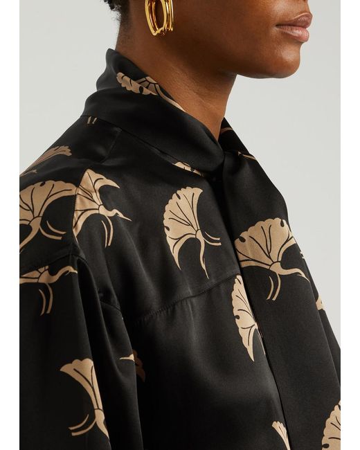Dries Van Noten Black Calmo Printed Silk-Satin Shirt