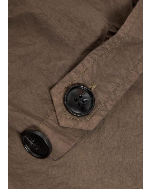 MKI Miyuki-Zoku Brown Crinkled Nylon Overshirt for men