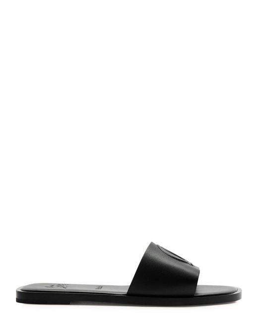 Christian Louboutin Black Cl Embossed Leather Sliders