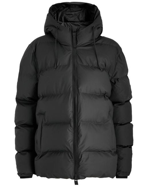 Rains Black Quilted Rubberised Jacket