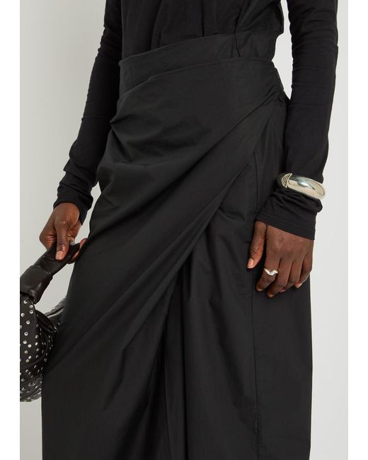 Our Legacy Black Twisted Wrap-Tie Cotton Dress