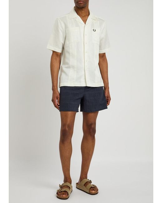Les Deux Blue Charlie Embroidered Cotton Shorts for men