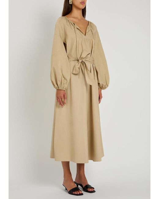 Vince Natural Belted Cotton-Poplin Midi Dress