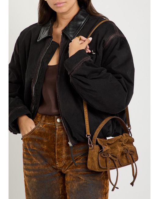 Acne Brown Multipocket Micro Suede Cross-Body Bag