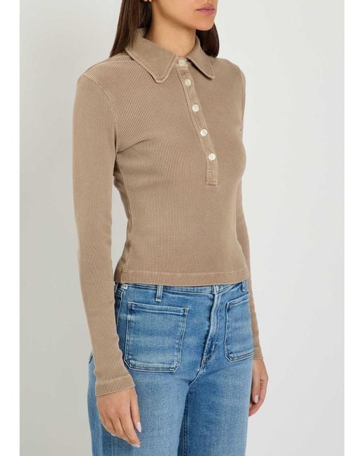 Citizens of Humanity Natural Brea 60S Ribbed Stretch-Knit Polo Top
