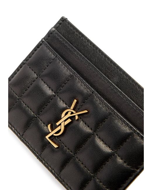 Saint Laurent Black Cassandre Leather Card Holder