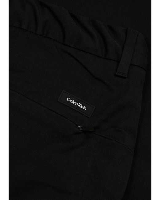 Calvin Klein Black Tapered Stretch-twill Trousers for men