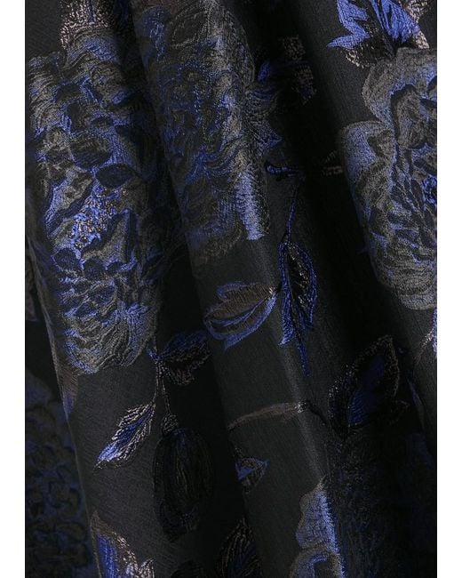 Alice + Olivia Blue Nilda Floral-Jacquard Woven Midi Skirt