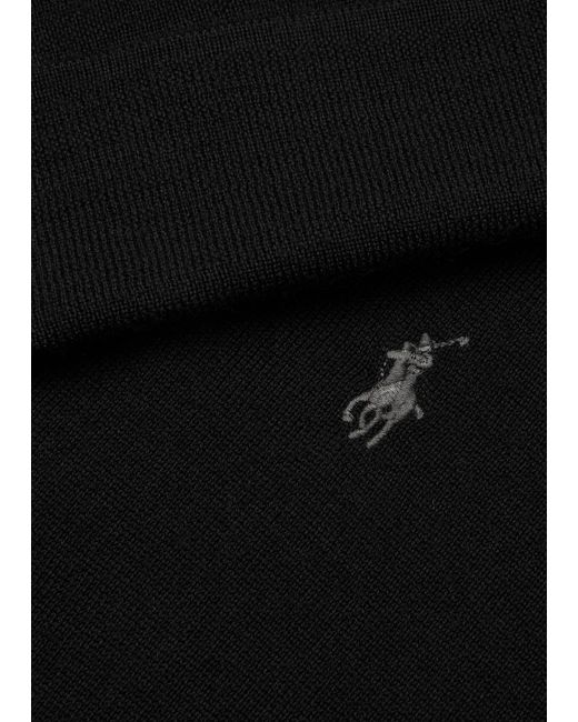 Polo Ralph Lauren Black Logo Roll-neck Wool Jumper for men